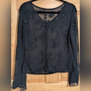 J Kara Black Sequin Embellished Blouse